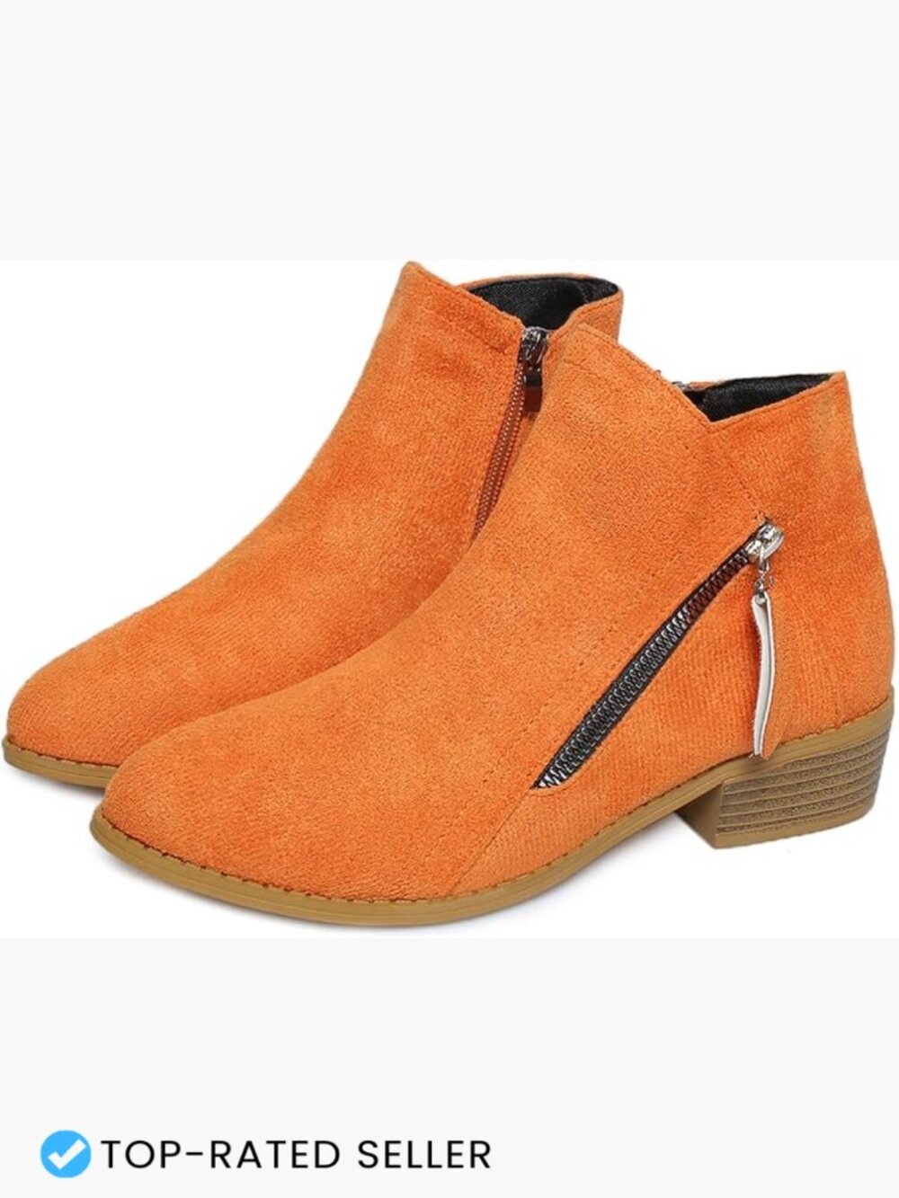 Chunky Heel Ankle Boots Retro Pointed Toe Side Zipper Comfortable Work Footwear